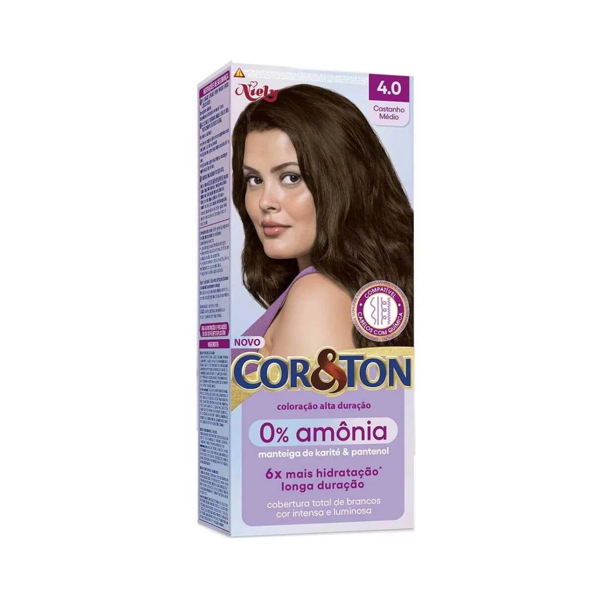 TINTA COR & TON SEM AMÔNIA 4.0 CASTANHO MÉDIO — Cor & Ton | Farmácia Resyla