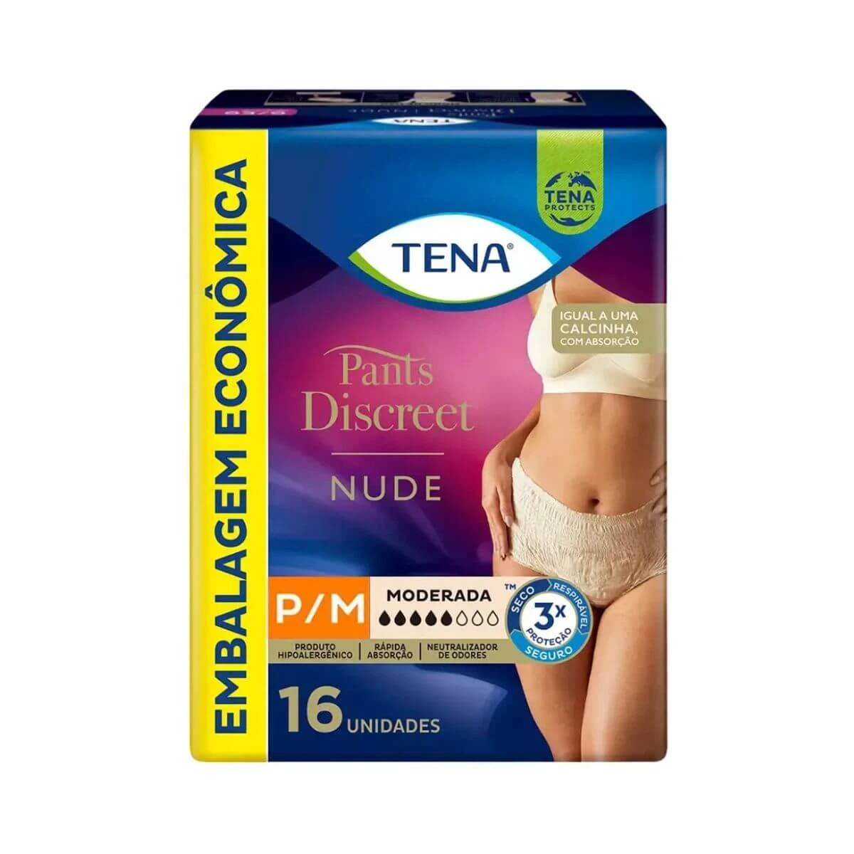 FRALDA TENA PANTS DISCREET NUDE P/M C/16UN — Tena | Farmácia Resyla