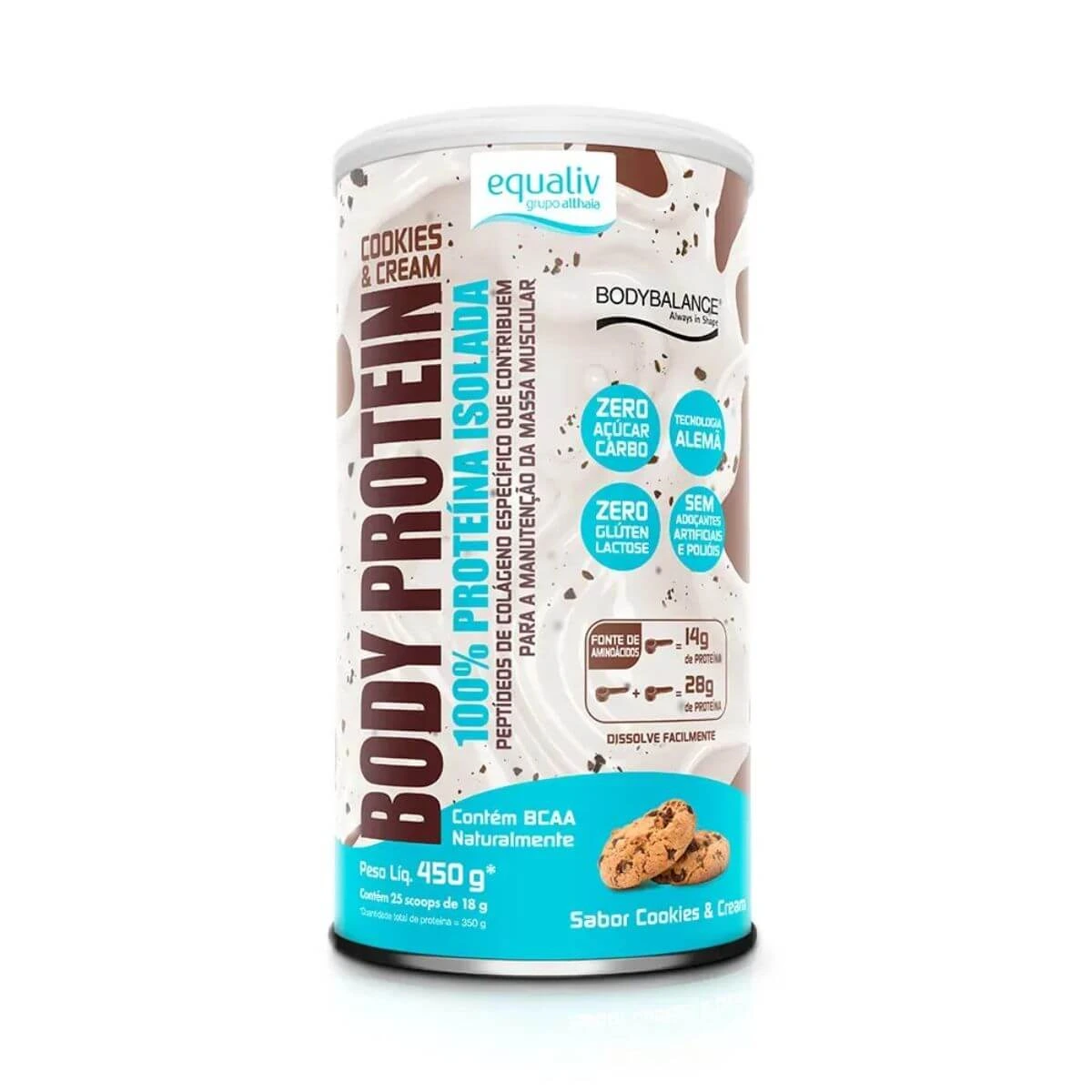 BODY PROTEIN SABOR COOKIES & CREAM 450G - EQUALIV — Equaliv | Farmácia Resyla