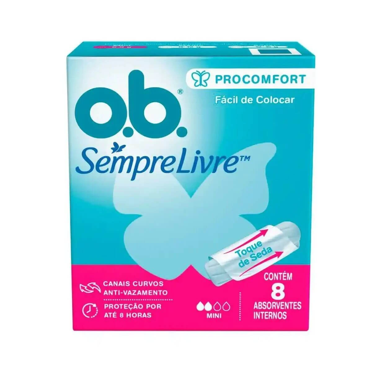 ABSORVENTE INTERNO SEMPRE LIVRE O.B.PRO CONFORT MINI 8UN — Sempre Livre | Farmácia Resyla
