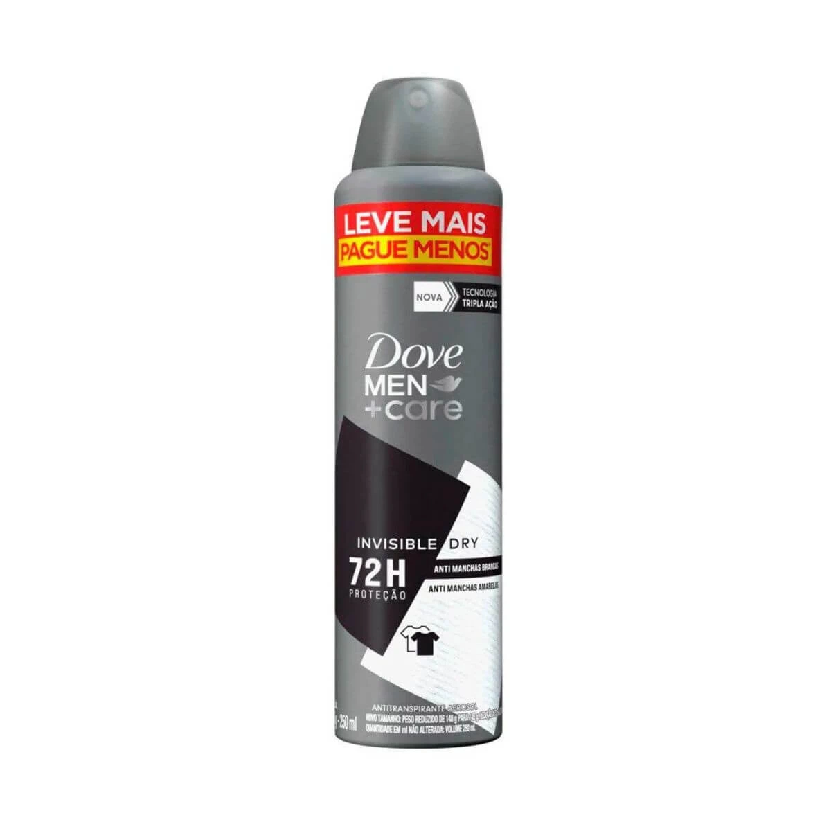 DESODORANTE ANTITRANSPIRANTE AEROSOL DOVE MEN + CARE INVISIBLE DRY MASCULINO 250ML — Dove | Farmácia Resyla