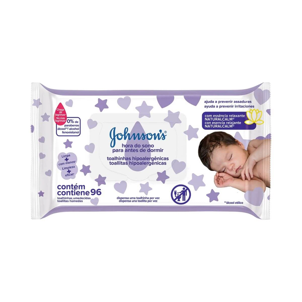 LENÇO UMEDECIDO JOHNSONS BABY HORA DO SONO C/ 96UN — Johnsons & Johnsons | Farmácia Resyla