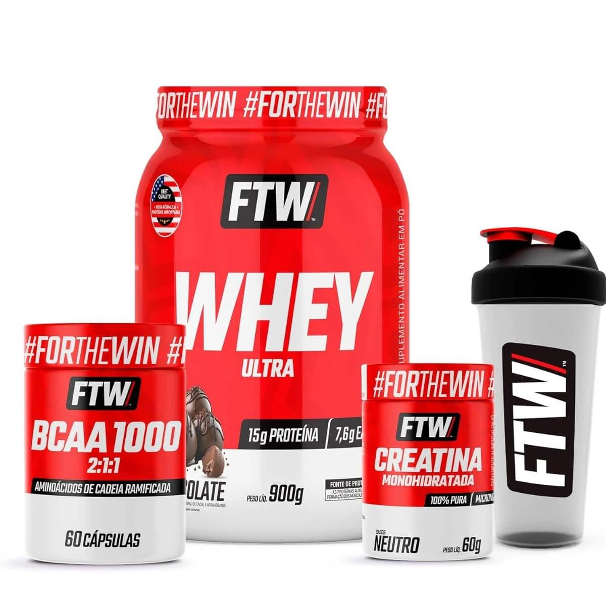 COMBO WHEY FTW CHOCOLATE ULTRA 900G+BCAA 60UN+CREATINA 60G — FTW | Farmácia Resyla