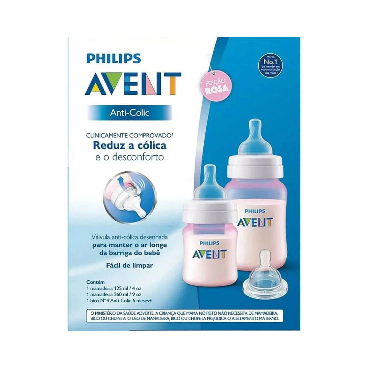 KIT MAMADEIRA AVENT ANTI COLIC 3.0 ROSA 125ML + 260ML + BICO Nº4 — Avent | Farmácia Resyla