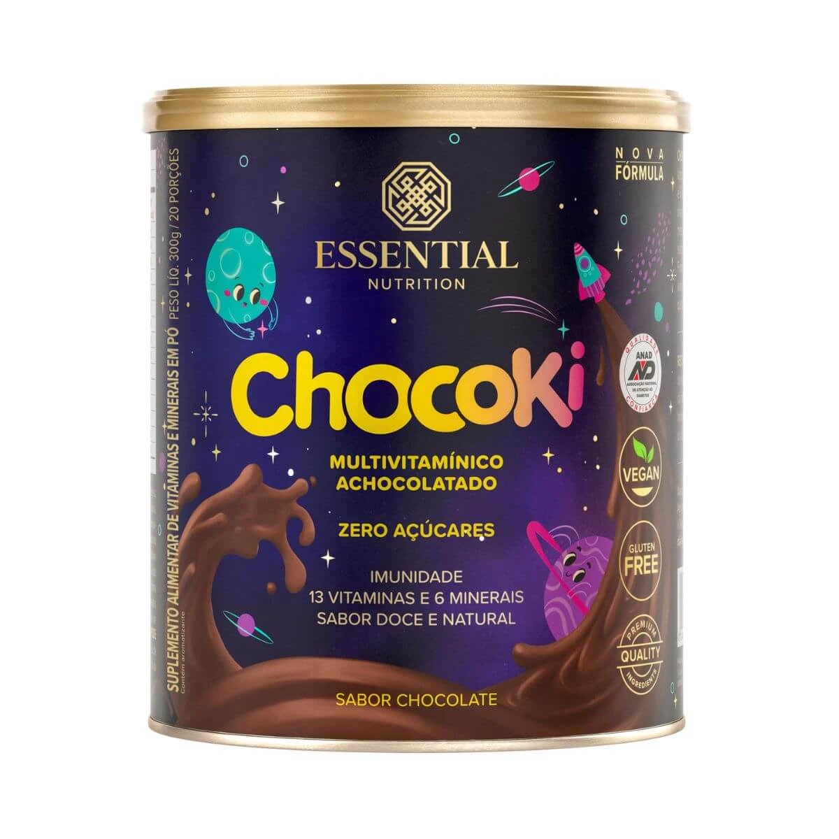 CHOCOKI ACHOCOLATADO MULTIVITAMÍNICO INFANTIL SABOR CHOCOLATE ESSENTIAL 300G — Essential | Farmácia Resyla