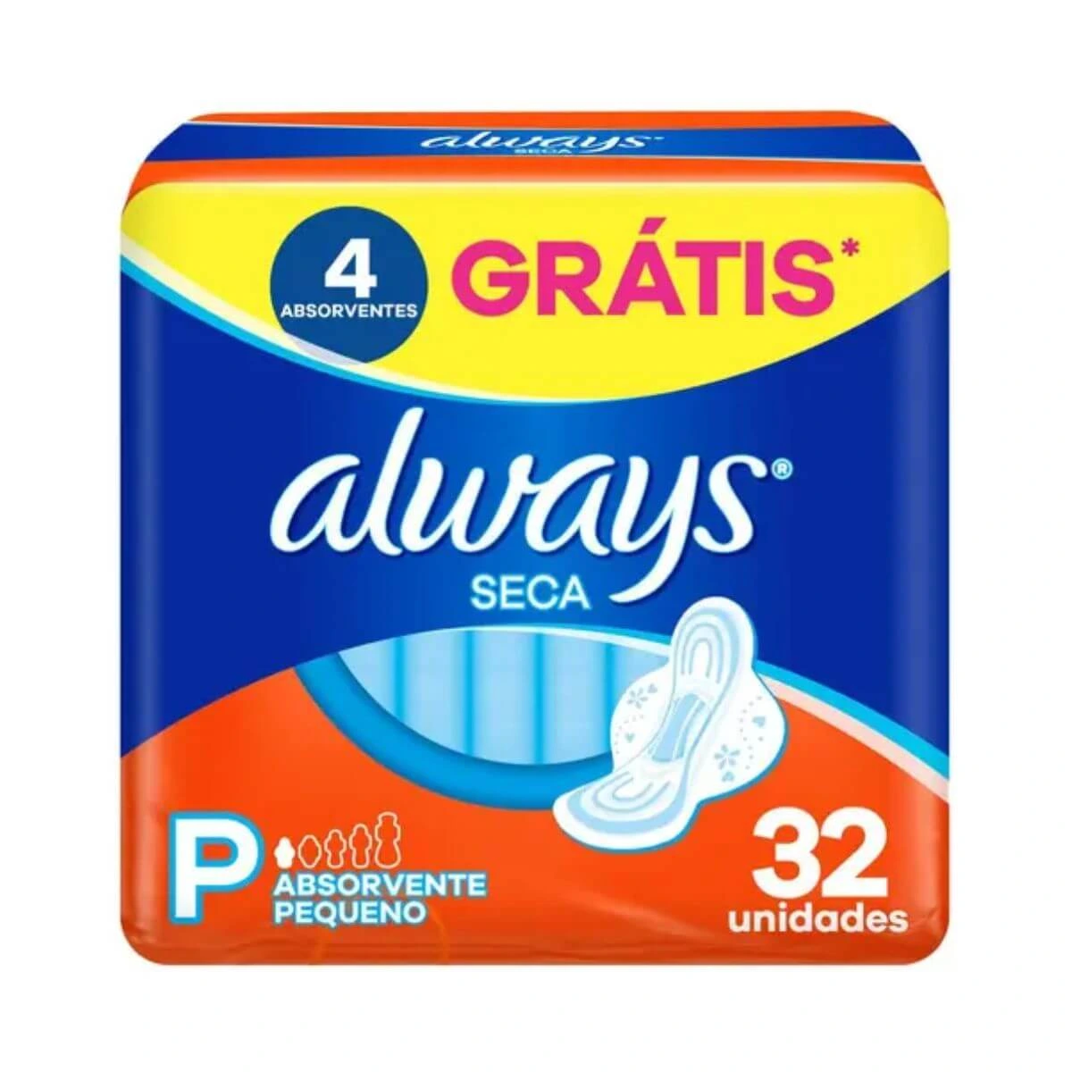 ABSORVENTE ALWAYS COBERTURA SECA P C/ ABAS 32UN — Always | Farmácia Resyla