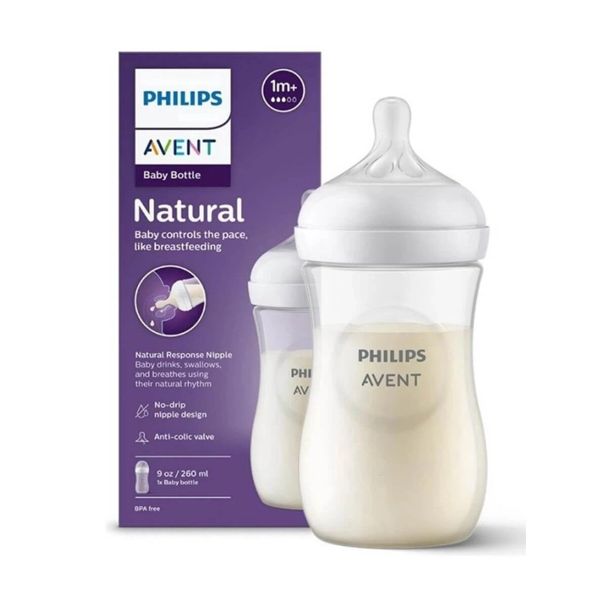 MAMADEIRA AVENT PÉTALA AIR FREE 1M+ TRANSPARENTE 260ML — Avent | Farmácia Resyla