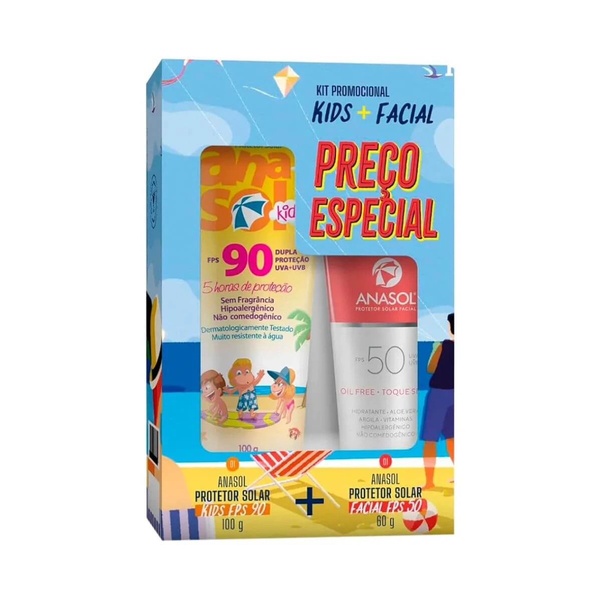 KIT PROTETOR SOLAR ANASOL KIDS FPS90 100G + FACIAL FPS50 60G — Anasol | Farmácia Resyla
