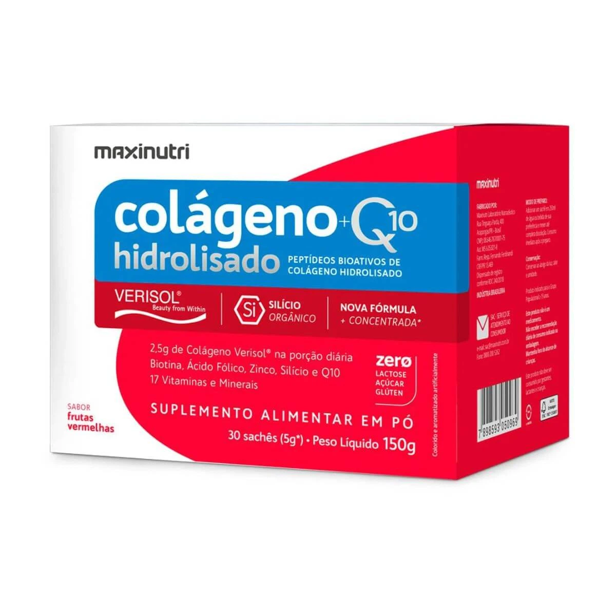 COLAGENO VERISOL + Q10 F. VERMLEHAS 30SACHES 5G - MAXINUTRI — Maxinutri | Farmácia Resyla