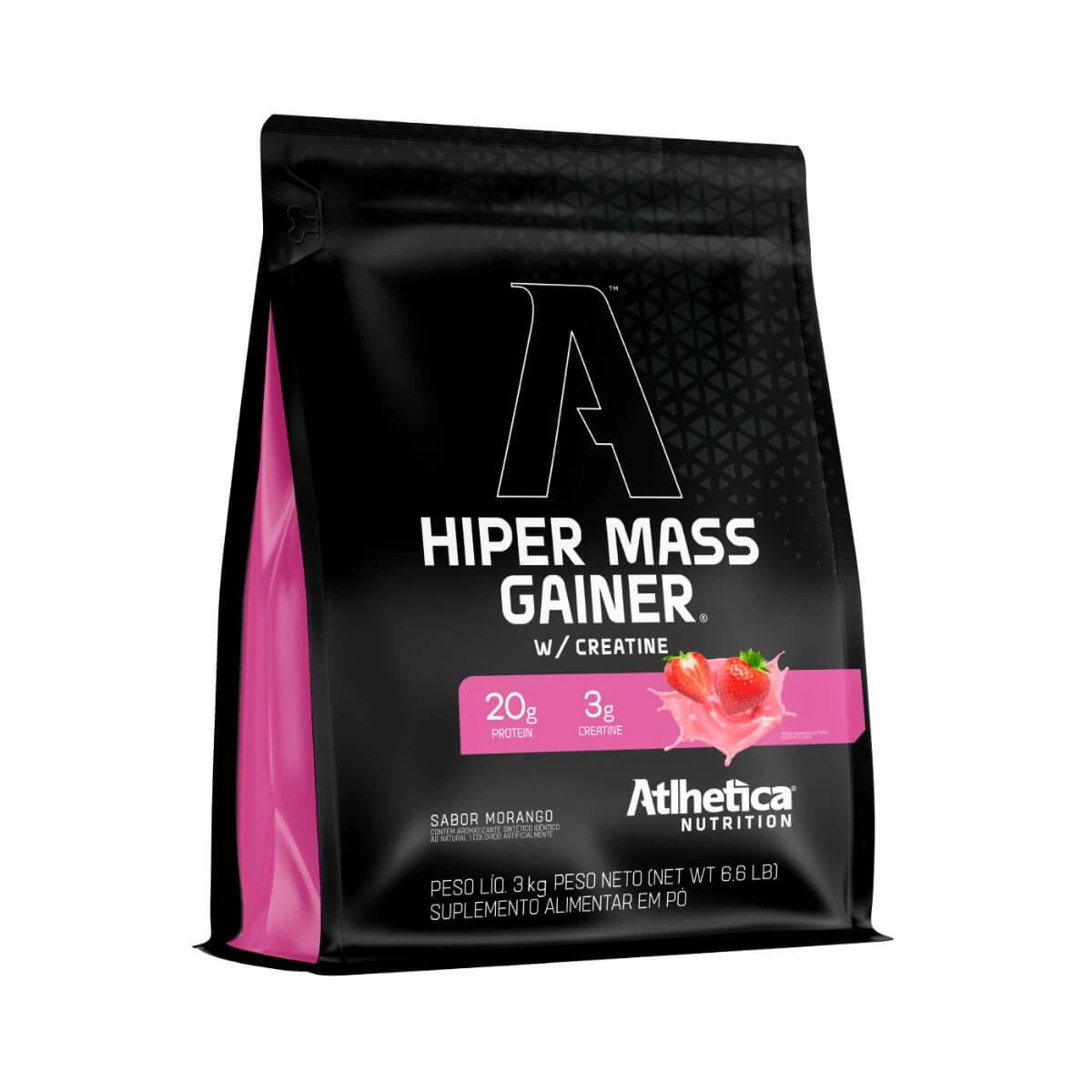 HIPERCALÓRICO HIPER MASS GAINER COM CREATINA ATLHETICA SABOR MORANGO 3KG — Atlhetica Nutrition | Farmácia Resyla
