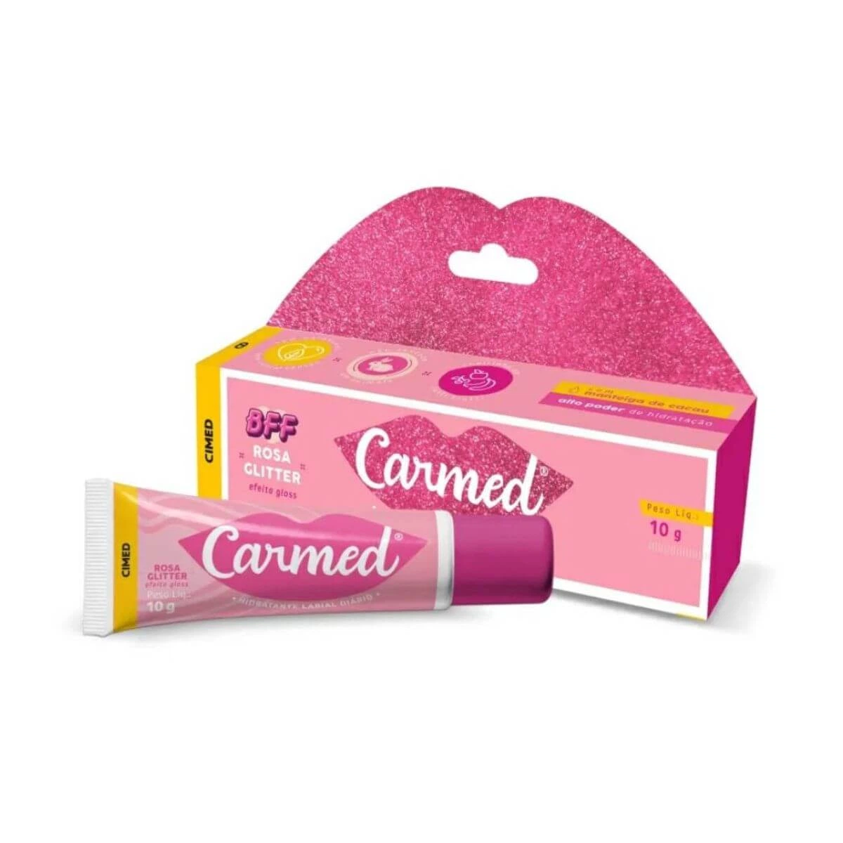 HIDRATANTE LABIAL CARMED BFF ROSA GLITTER 10G — Carmed | Farmácia Resyla
