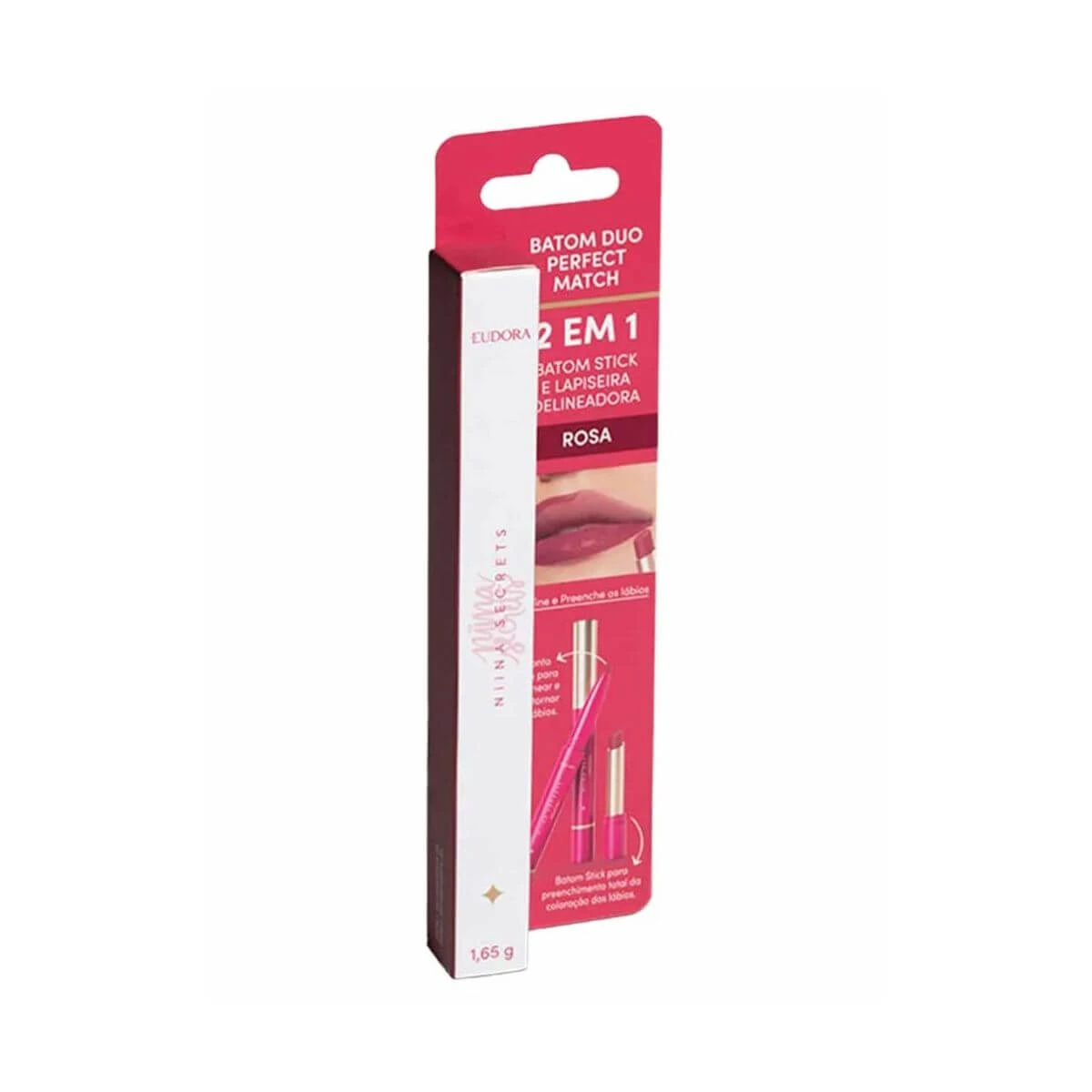 BATOM NIINA SECRETS DUO PERFECT MATCH COR ROSA — Niina Secrets | Farmácia Resyla