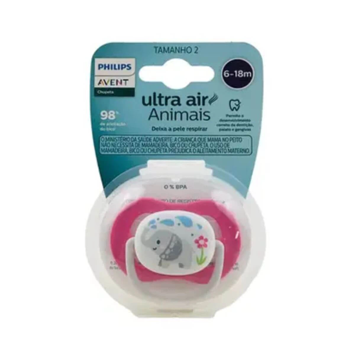 CHUPETA AVENT ULTRA AIR 6-18 MESES ELEFANTE ROSA — Avent | Farmácia Resyla