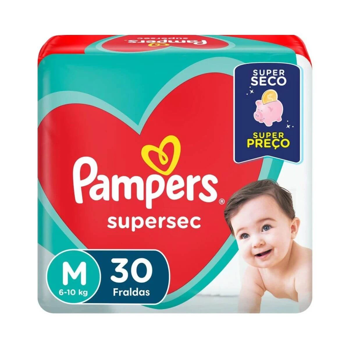 FRALDA PAMPERS SUPERSEC PACOTÃO M C/30UN — Pampers | Farmácia Resyla