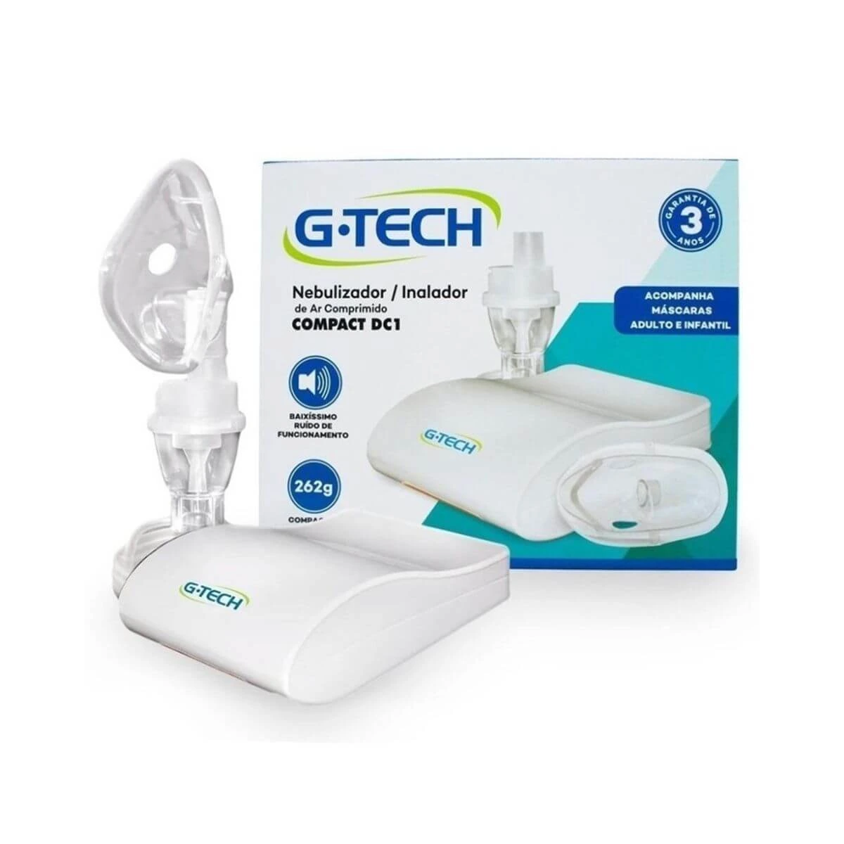 APARELHO DE INALACAO G-TECH AR COMPRIMIDO COMPACT DC1 — G-TECH | Farmácia Resyla