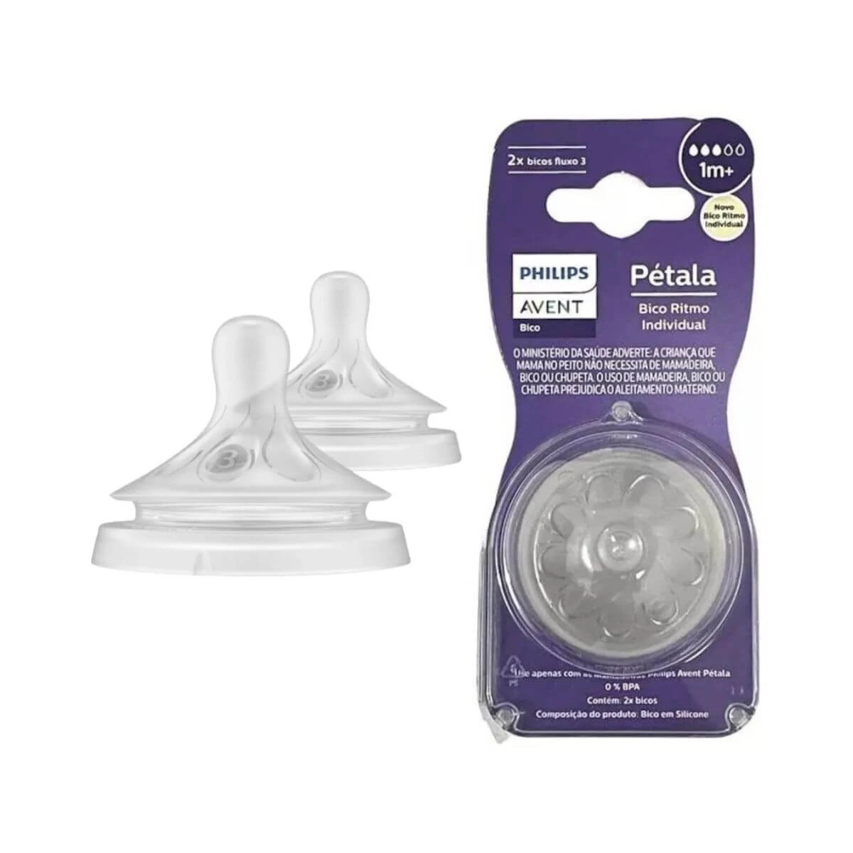 BICO MAMADEIRA AVENT PÉTALA 3.0 FLUXO 3 1M+ 1 UNIDADE — Avent | Farmácia Resyla