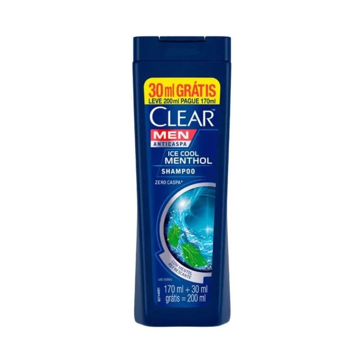 SHAMPOO CLEAR MEN ICE COOL MENTHOL LV200ML PG170ML — Clear | Farmácia Resyla