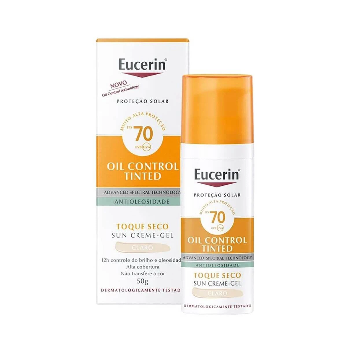 PROTETOR SOLAR FACIAL OIL CONTROL EUCERIN FPS70 COR CLARO 50G — Eucerin | Farmácia Resyla
