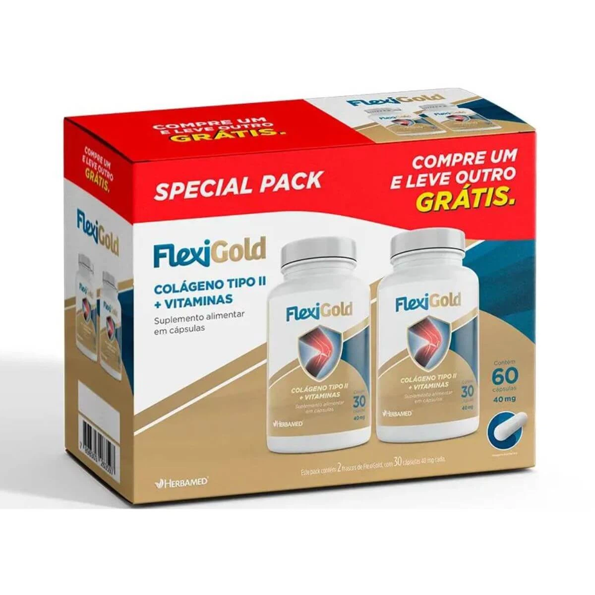 FLEXIGOLD COLÁGENO TIPO II 40MG PACK 60 CÁPSULAS - HERBAMED — Herbamed | Farmácia Resyla