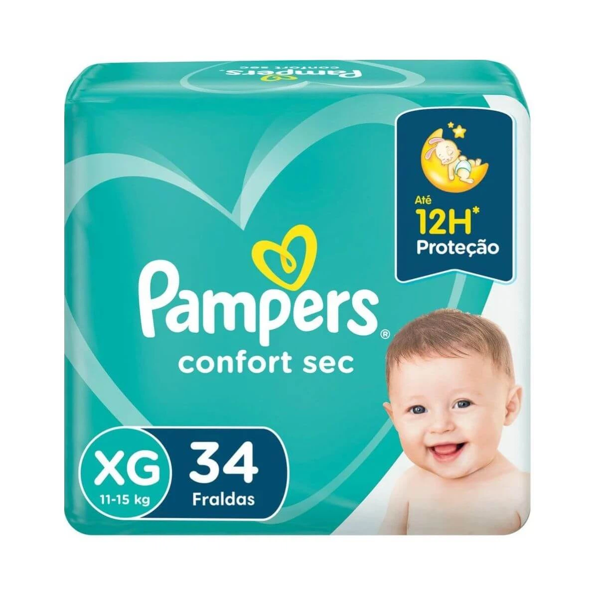 FRALDA PAMPERS CONFORT SEC MEGA XG C/34UN — Pampers | Farmácia Resyla