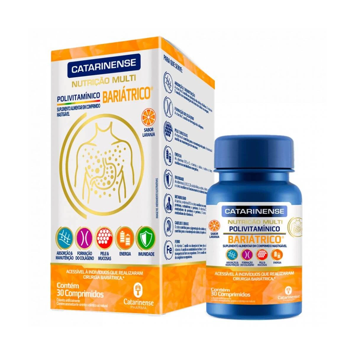 POLIVITAMÍNICO BARIÁTRICO NUTRIÇÃO MULTI 30CP - CATARINENSE — Catarinense | Farmácia Resyla
