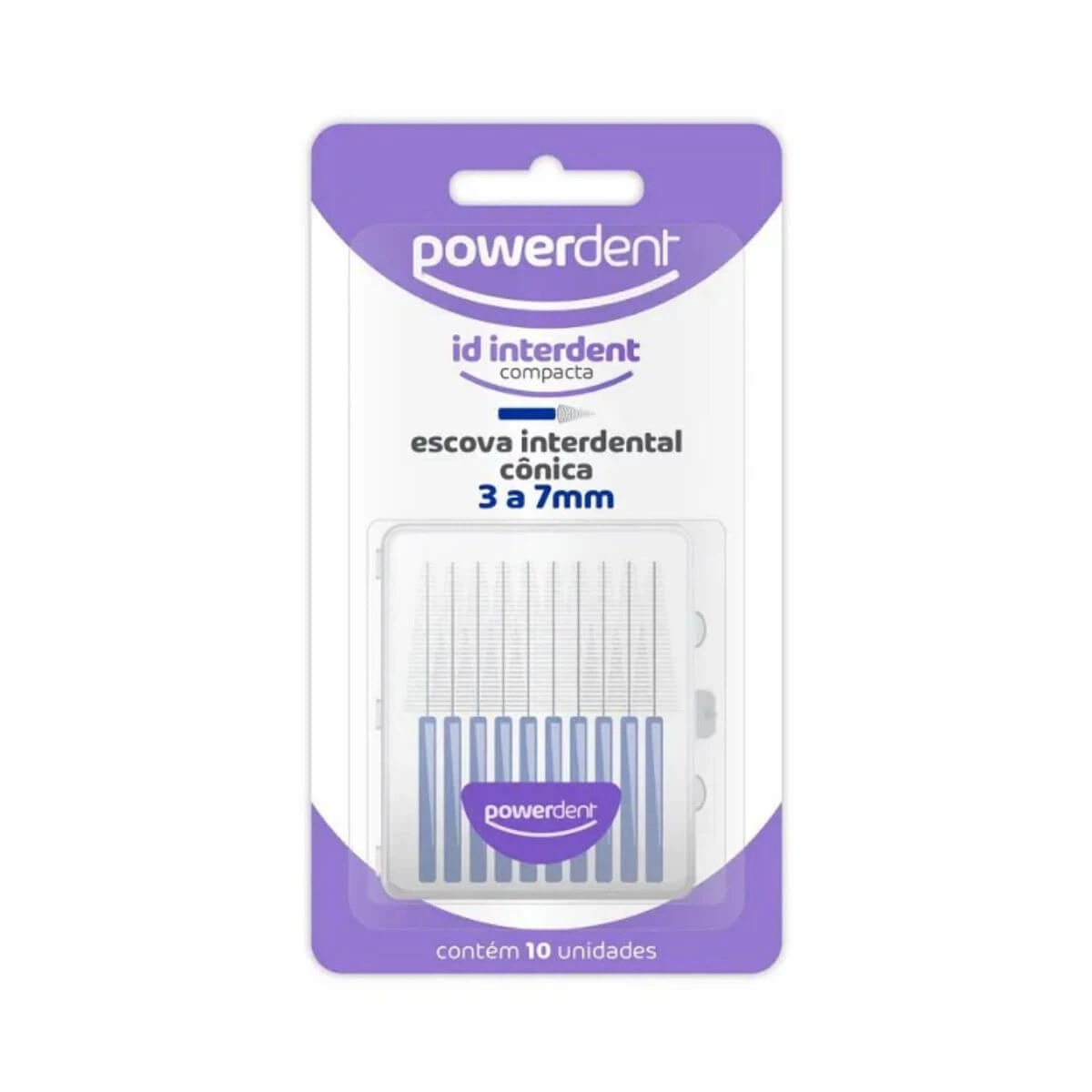 ESCOVA INTERDENTAL POWERDENT CÔNICA 3 A 7MM AZUL 10UN — Powerdent | Farmácia Resyla