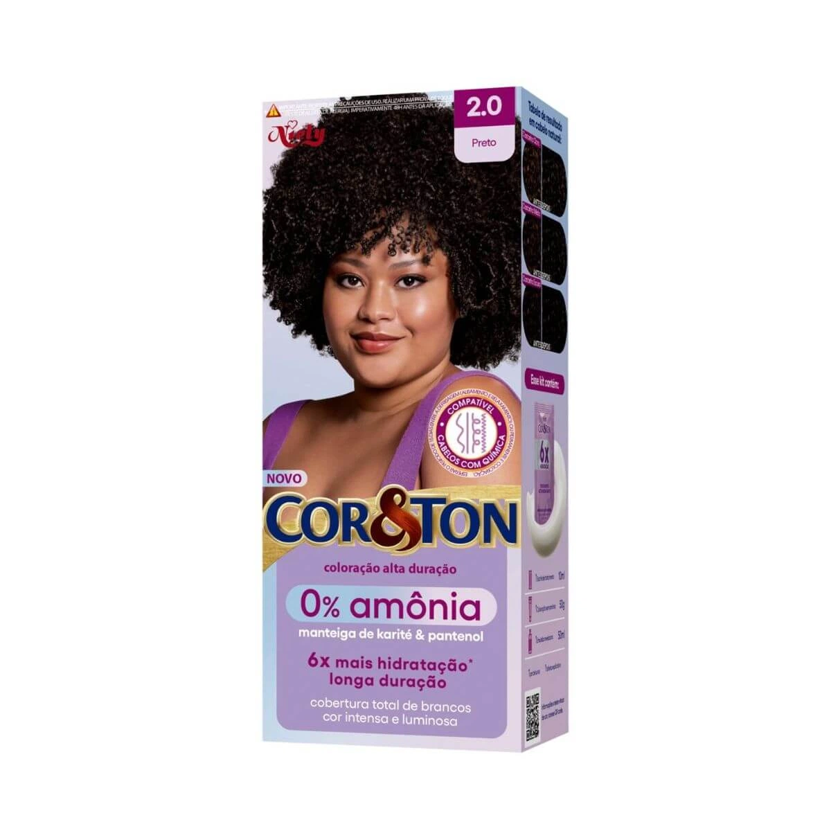 TINTA COR & TON SEM AMÔNIA 2.0 PRETO — Cor & Ton | Farmácia Resyla