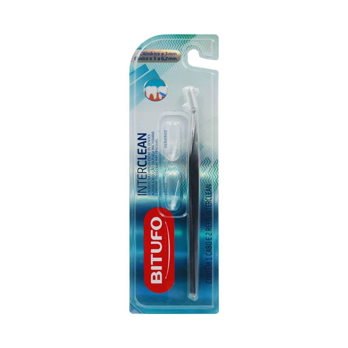 ESCOVA INTERDENTAL BITUFO INTERCLEAN C/ 2UN REFIL CILÍNDRICO E CÔNICO — Bitufo | Farmácia Resyla