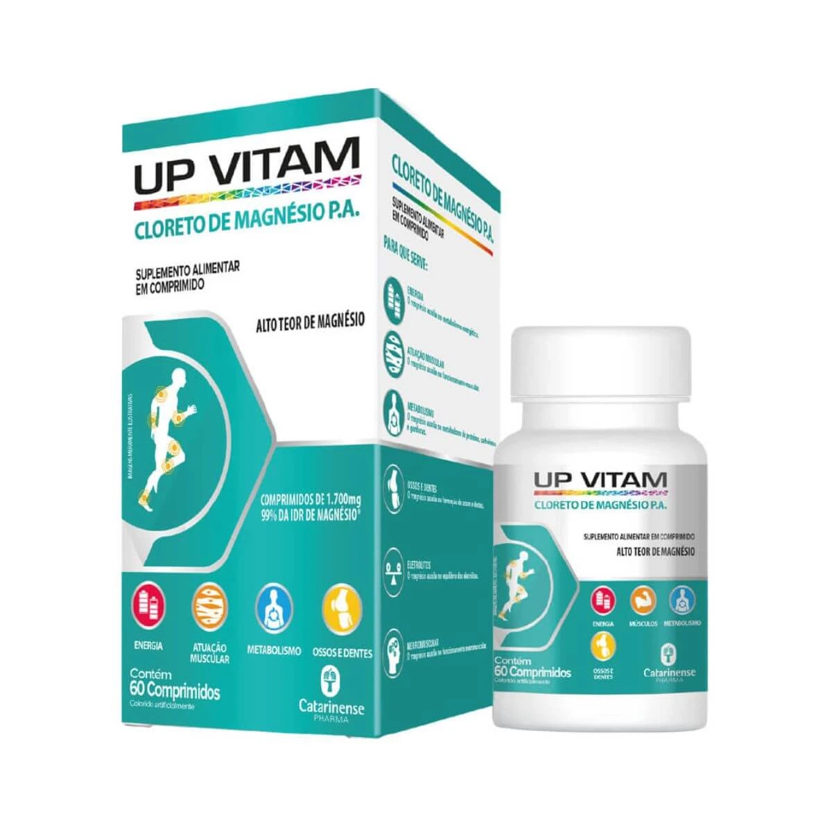 UP VITAM CLORETO MAGNÉSIO P.A. 1700MG 60CP - CATARINENSE — Catarinense | Farmácia Resyla