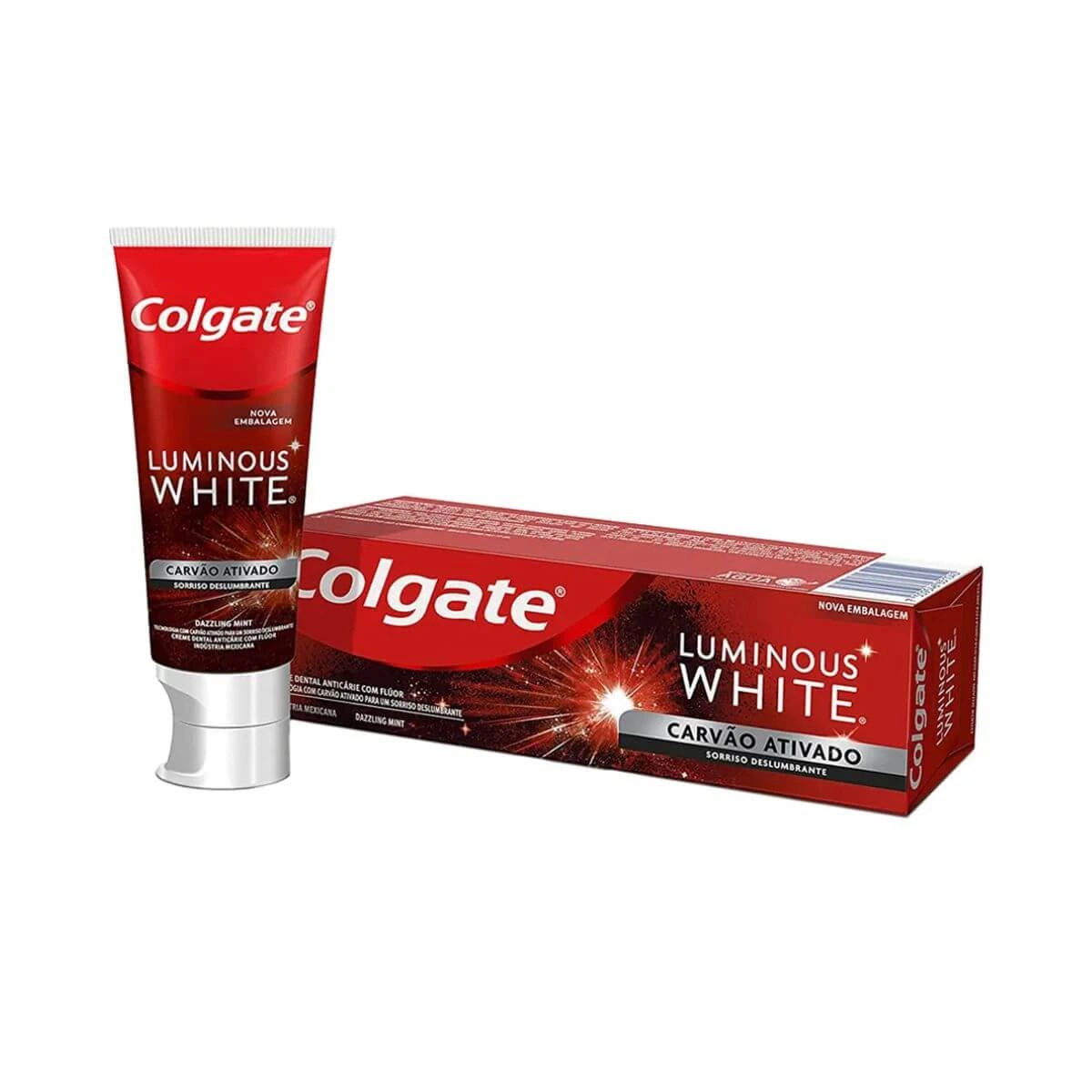 PASTA DE DENTE COLGATE LUMINOUS WHITE CARVÃO ATIVADO 70G — Colgate | Farmácia Resyla