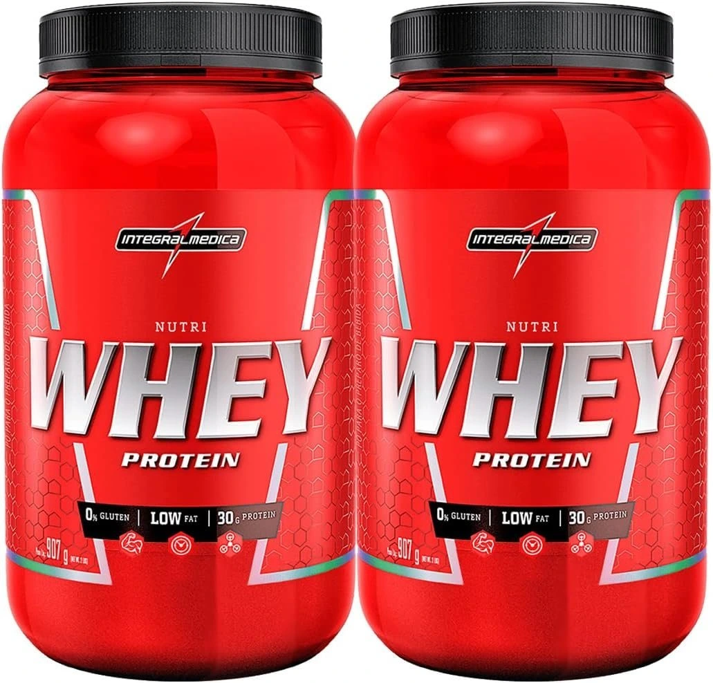 Combo 2x Nutri whey Protein Para Ganho de Peso Morango 900g Pote – Integralmedica — Integralmedica | Farmácia Resyla