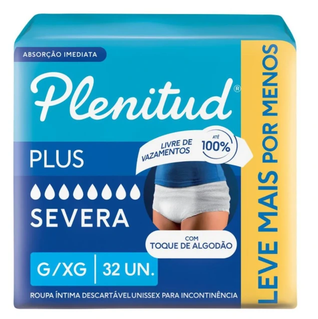 Roupa Íntima Descartável Plenitud Plus G/XG Absorção Intensa 32 unidades — Plenitud | Farmácia Resyla