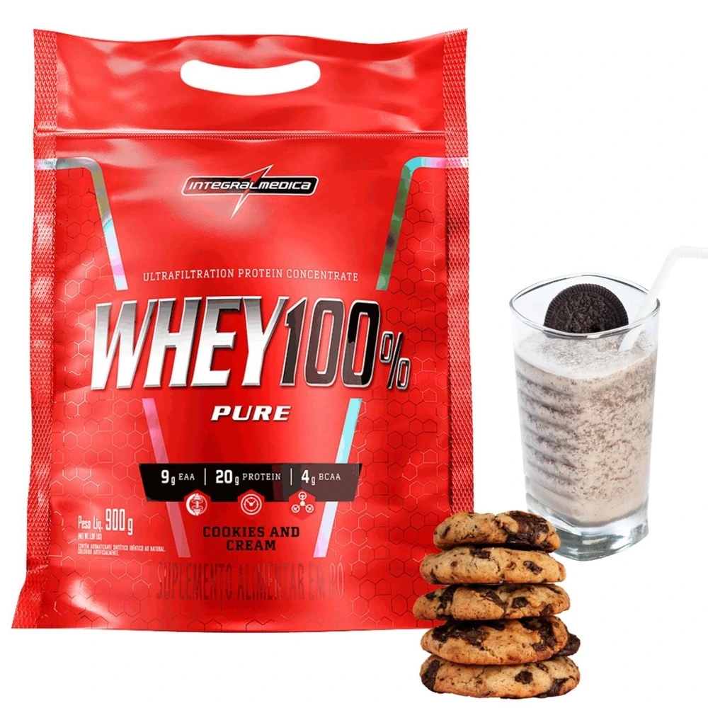 Whey Protein 100% Concentrado pure Integral Medica 907g (Cookies) — | Farmácia Resyla