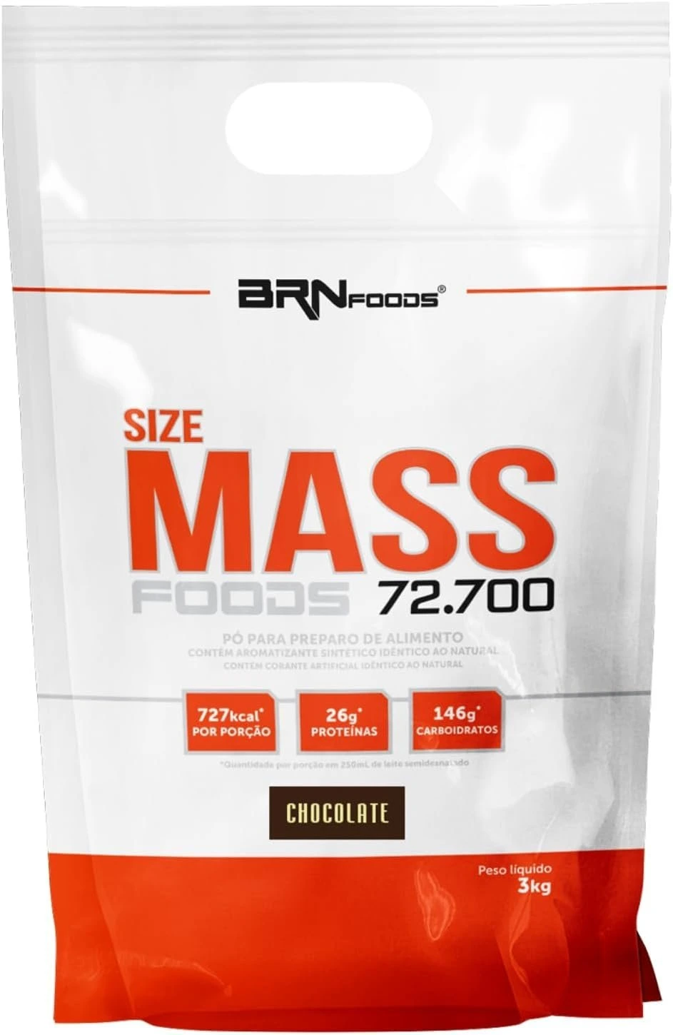 Hipercalórico Size Mass Foods 72.700 Chocolate 3kg – BRN Foods — | Farmácia Resyla