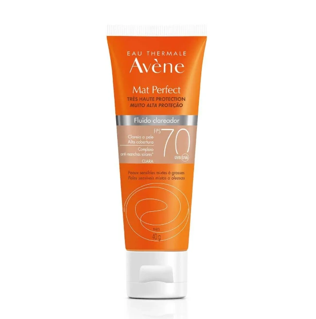 Protetor Solar Facial Avène Mat Perfect FPS70 Fluido Clareador Claro 40g — Avène | Farmácia Resyla