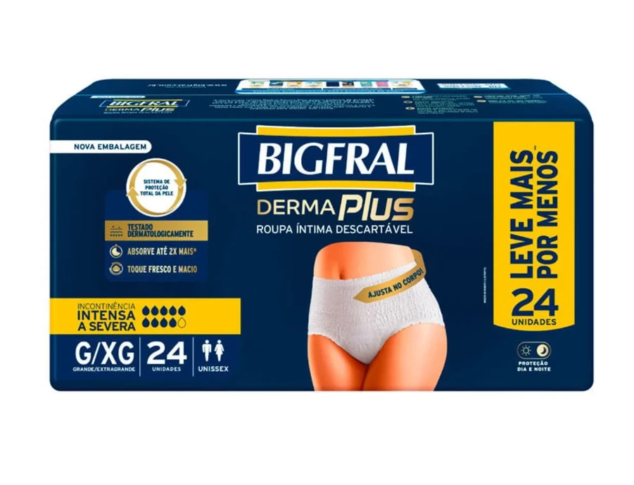 Roupa Íntima Bigfral Derma Plus Tamanho G/xg 24 Unidades — Bigfral | Farmácia Resyla