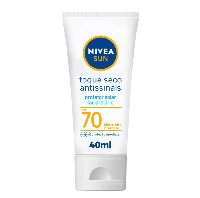 Nivea Sun Protetor Solar Facial Seco Antissinais Fps70 40ml — Nivea | Farmácia Resyla