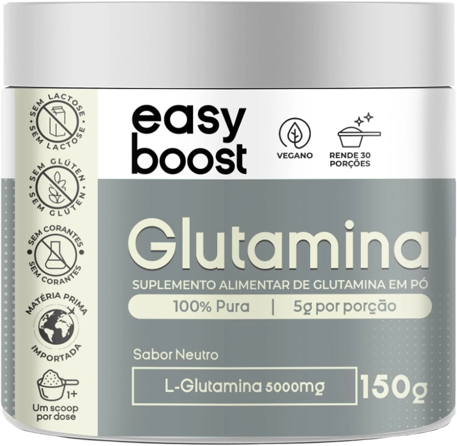 Glutamina Pura Easy Boost L-glutamina Em Pó 150g — | Farmácia Resyla