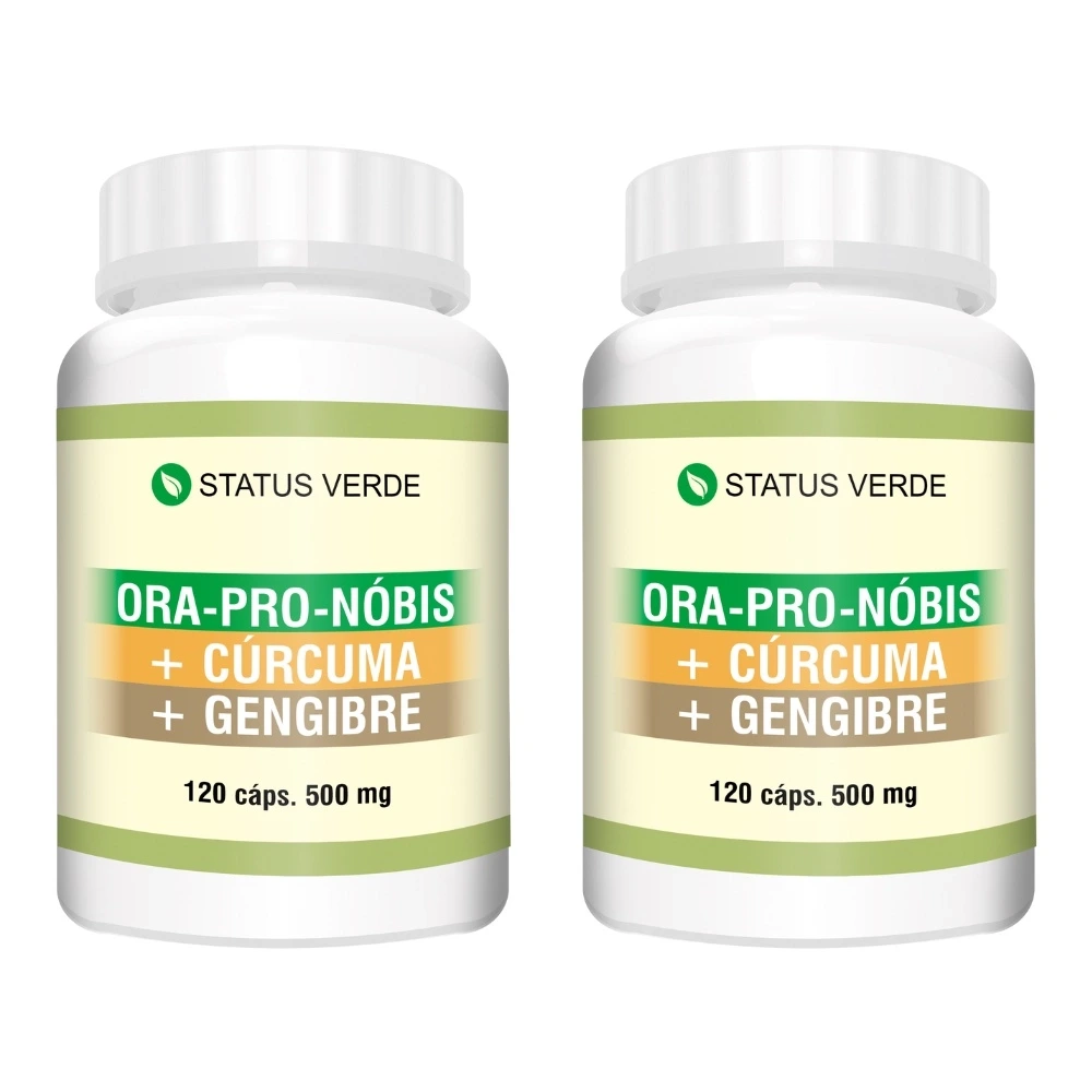 Kit 2 Ora-Pro-Nóbis + Cúrcuma + Gengibre 240Cáps 500mg Status Verde — | Farmácia Resyla