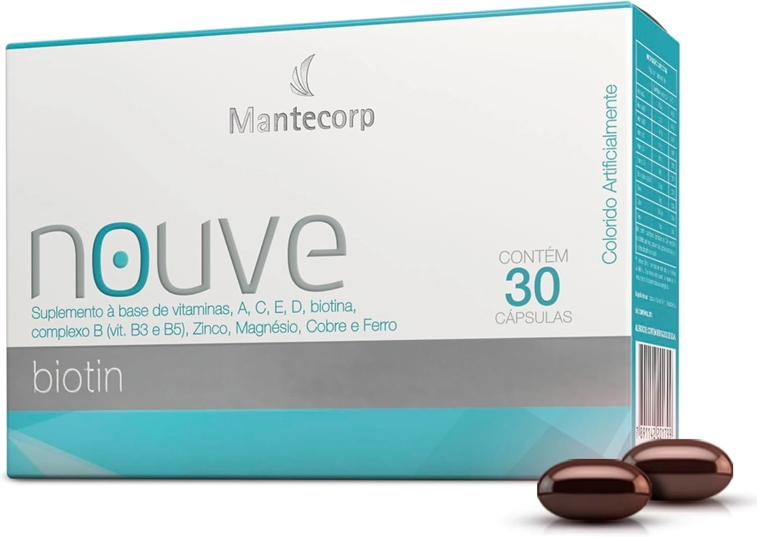 MANTECORP – Nutracêutico Nouve Biotin – Unhas Mais Resistentes, Reduz Queda Capilar, Fortalece Fios – Biotina, Benefícios Duradouros – 30 Cápsulas — Mantecorp | Farmácia Resyla