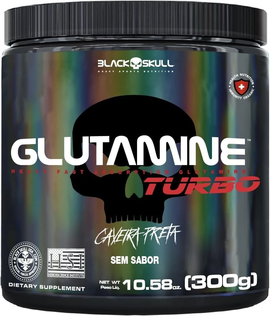 Glutamine Turbo 300G, Black Skull — Black Skull | Farmácia Resyla