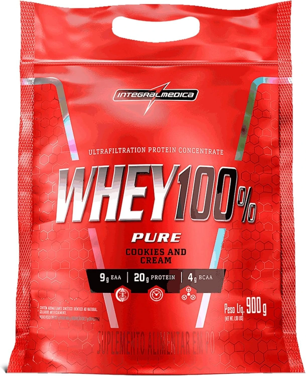 Whey 100% Cookies And Cream Pouch 900G, Integralmedica, 900G — Integralmedica | Farmácia Resyla