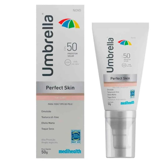 Protetor Solar Facial Umbrella Perfect Skin FPS50 cor Claro 50g — | Farmácia Resyla