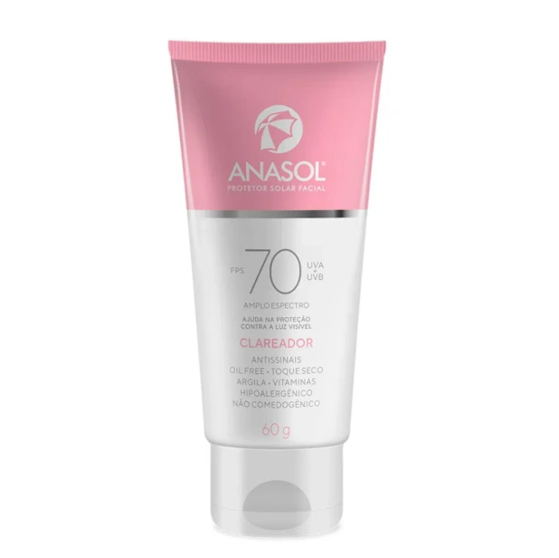 Protetor Solar Facial Clareador FPS70 Anasol 60g — | Farmácia Resyla