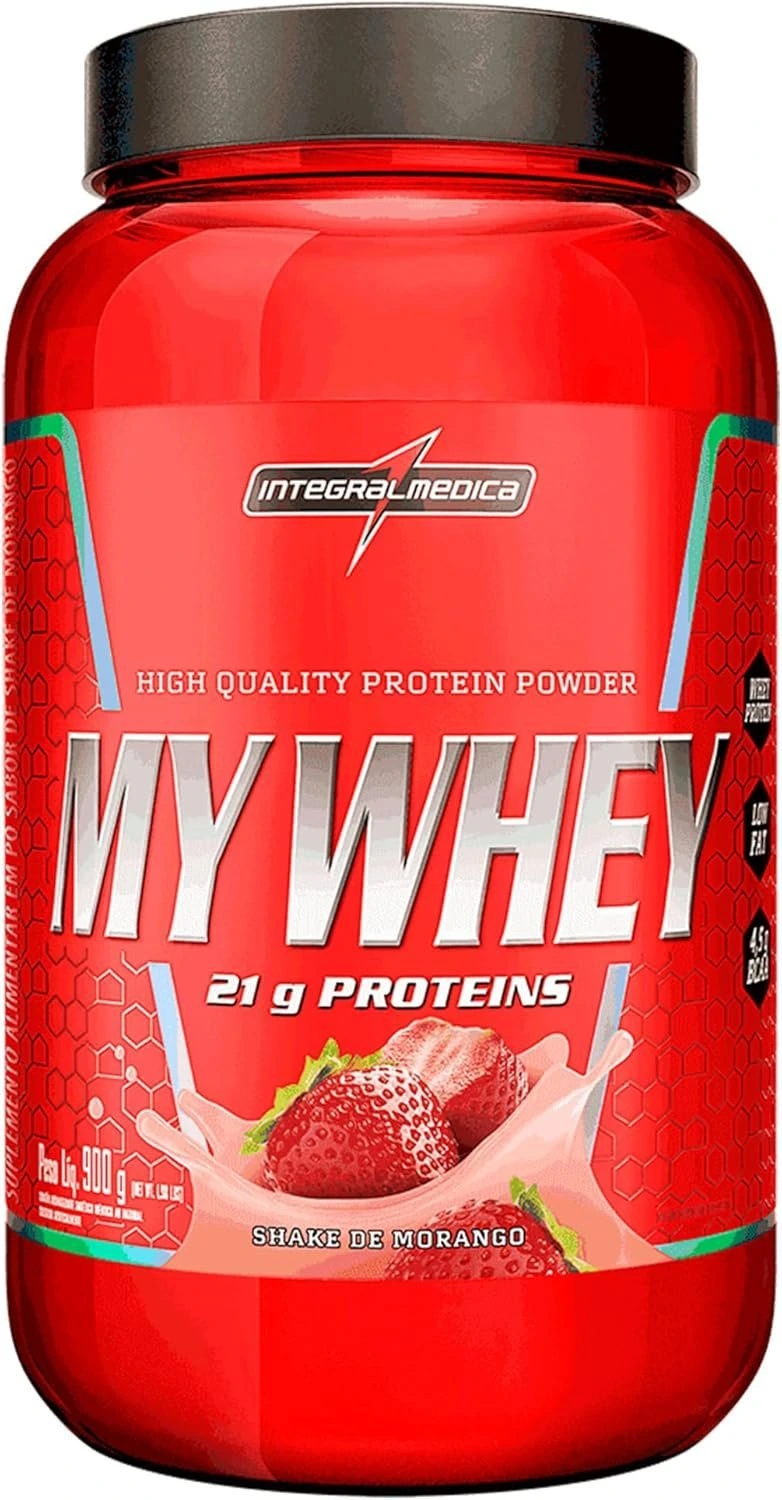Integralmedica My Whey Proteína em Pó Sabor Morango – 21g de Proteína por Porção – Alta Concentração de BCAAs – Pote 900g — Integralmedica | Farmácia Resyla