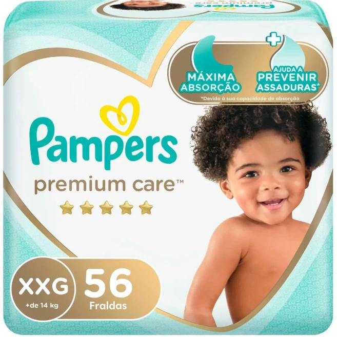 Fralda Pampers Premium Care XXG 56 Unidades — Pampers | Farmácia Resyla