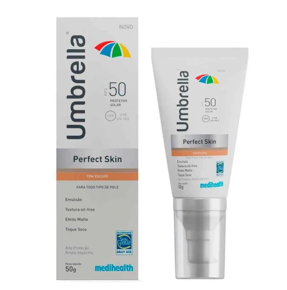 Protetor Solar Facial Umbrella Perfect Skin FPS50 cor Escuro 50g — | Farmácia Resyla