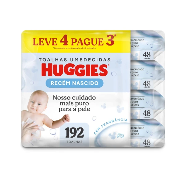 Kit Lenço Umedecido Huggies Recém Nascido 192 unidades em 4 pacotes — Huggies | Farmácia Resyla