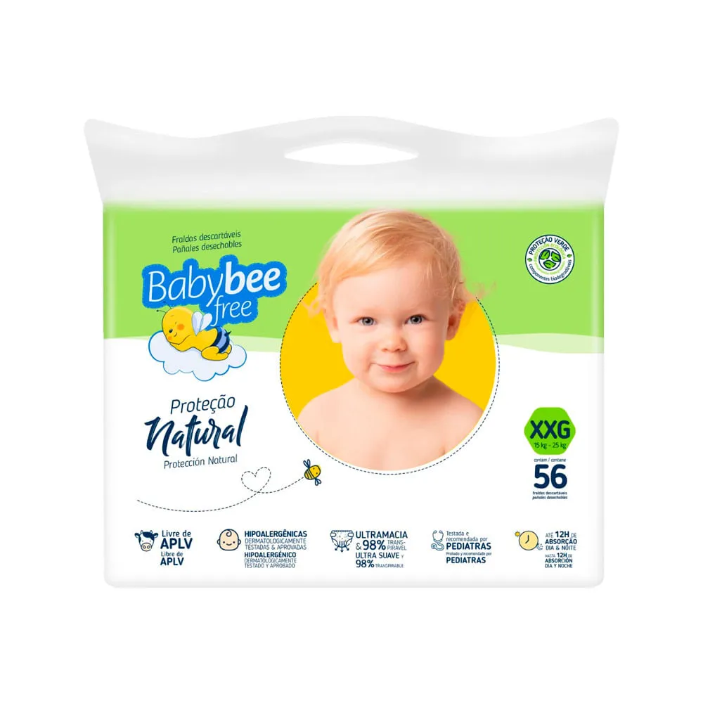 Fralda Baby Bee Free Tamanho Xxg Protecao Natural 56 Unidades — | Farmácia Resyla