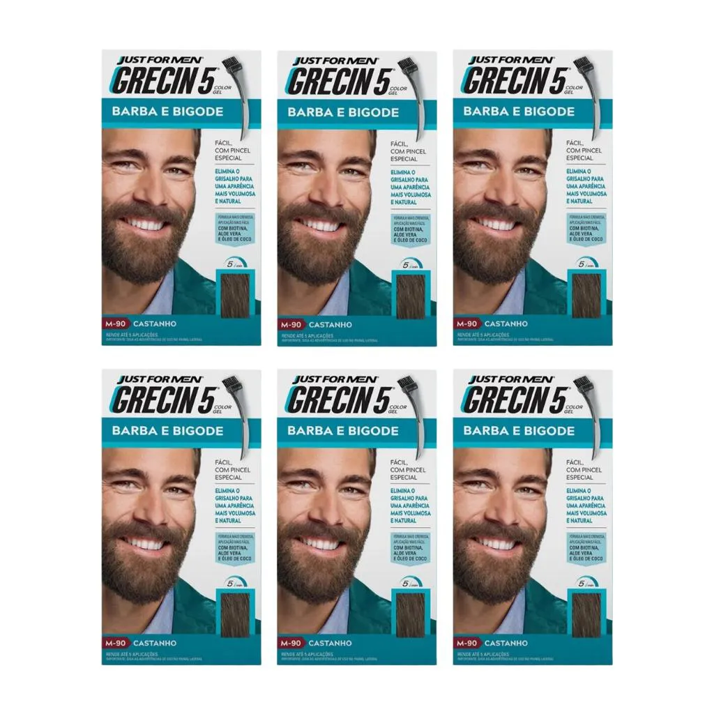 Grecin 5 Barba e Bigode 28g M - 90 Castanho - Kit C / 6un — | Farmácia Resyla